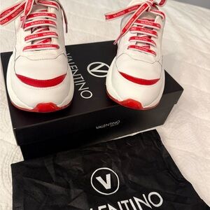 Valentino Red and White Athletic Shoes